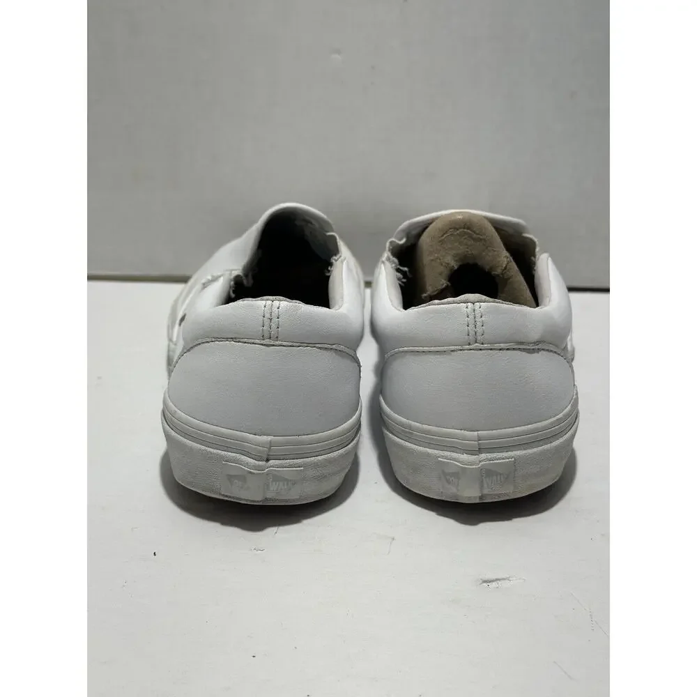 Vans Off The Wall 507452 White Leather Casual Slip On Sz Men 8.5 / Women 10 Shoe